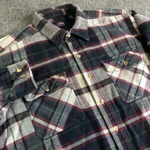 Five Brothers Flannel Shirt Mens XL Plaid Vintage Heavy Cotton Long Sleeve